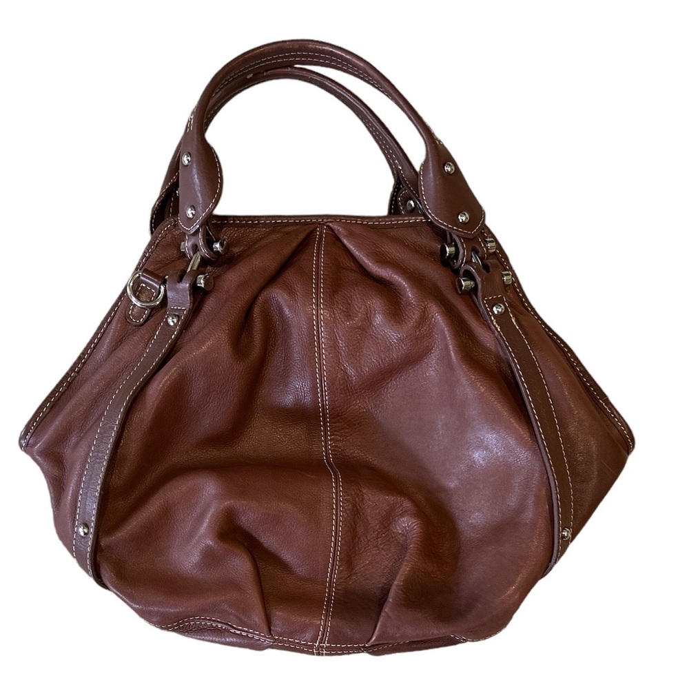 Barr + Barr Brown Leather Handbag Satchel Purse - Picture 3 of 16